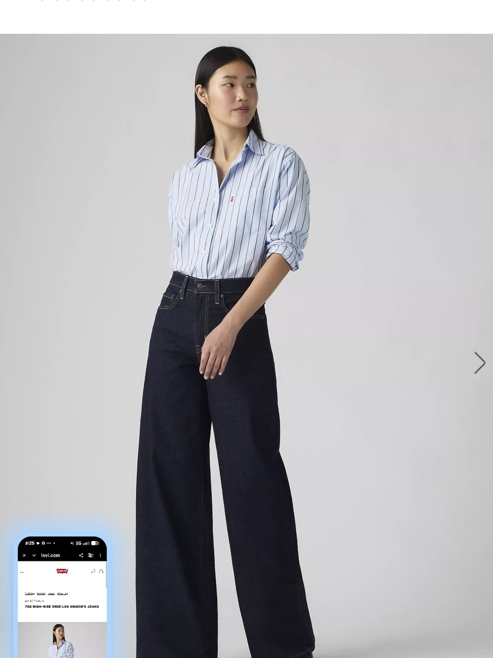 Levi's 728 Women's Premium Wide-Leg High-Rise dark Wash Jeans Nwt 24x32 $60